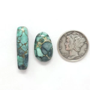 Natural Web Blue Boy Variscite Oval Bar Shape Cabochon Lot 15 Carats Hand Cut - Picture 1 of 5