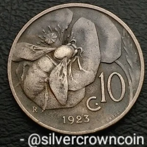 Italy 10 Centesimi 1923 R. KM#60. Ten Cents coin. Honey Bee. Honeybee. Beekeeper - Picture 1 of 7