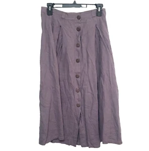 Linen Handmade Studio Skirt Womens 8 Purple Midi Lagenlook Sustainable Pockets - Picture 1 of 13