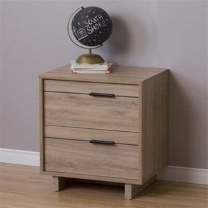 South Shore Fynn 2 Drawer Nightstand in Rustic Oak - Picture 1 of 5