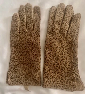 复古 Glentex 豹纹猪皮皮革手腕驾驶手套女式 7 — 第 1/4 张图片