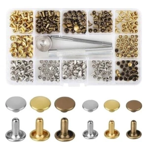 180PCS Doppio Cappello Rivetti Tubolare Metallo Borchie Con Installazione Nuovo - Foto 1 di 12