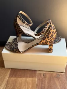Near New - Sandler Harper Heel in Leopard Fabric Sandal RRP $149.95 - Picture 1 of 12