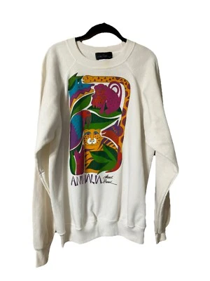 Sudadera para mujer Laurel Burch de colección años 80 talla XL ANIMALIA NUEVA CON ETIQUETAS pecho 48” RARA Foto 1 de 4