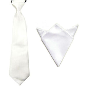 Kid Child Boy Necktie Pocket Square Set Solid Handkerchief Hanky Neck Tie Lot