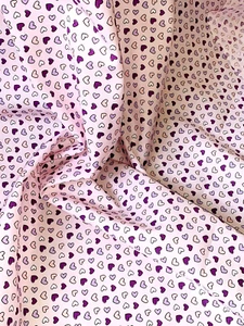 1 Meter Light Pink purple Hearts 100% Poplin cotton fabric 44” Wide - Picture 1 of 3