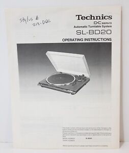 TECHNICS SL-BD20 Operating Instructions Manual - OEM