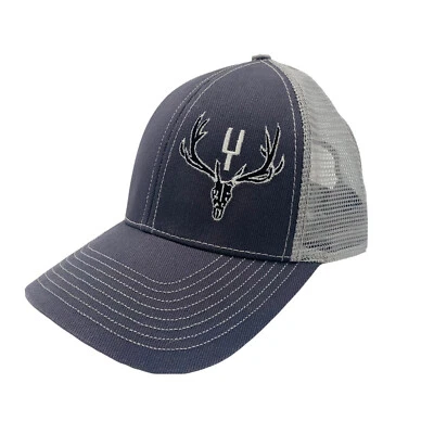 DEER HEAD SKULL Trucker Hat Ball Cap ADJUSTABLE Adult Mesh Back Embroidered - Image 1 of 4