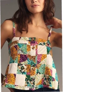 Neu mit Etikett Anthropologie Pilcro Patchwork Trägertop Sommer Boho Baumwolle Tank Größe XS - Bild 1 von 8