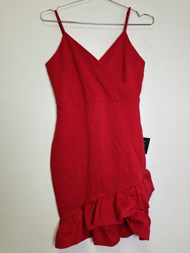 VALENTINO Mini Abito Donna Lulus Sigillato Con Un Bacio Rosso Increspato Bodycon Taglia Media NUOVO