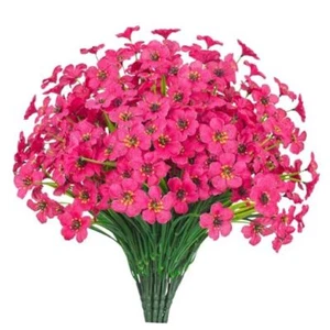 Outdoor Artificial Flowers 21 UV Resistant Bundles Fake Flower Plastic Rose Red - Picture 1 of 7