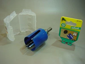 50 mm Lochsäge Wolfcraft HM Kreisschneider Blau.Stein/Plexi/Holz 60 mm (3879) - Bild 1 von 1