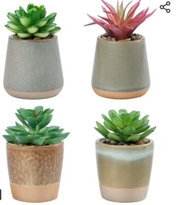 4 X Artificial Plants in Pots Faux Succulents Mini Plant Home Office Décor - Picture 1 of 2