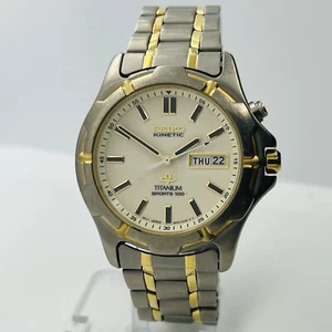 Seiko Kinetic Titanium Men’s Date 10ATM Two Tone 39mm Watch 5M43-0B69 - Imagen 1 de 8
