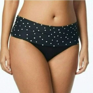 Coco Reef Polka Dot Rollover Bikini Bottom Black And White Swimwear Size S New - Picture 1 of 7