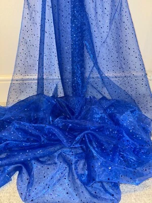 1 M Royal Blue Sequin/Spot Organza Fabric 58” wide Decoration Costumes - Image 1 of 4