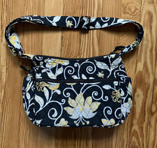Vera Bradley Little Betsy Yellow Bird Quilted Purse Bag Black White Floral