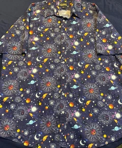 Cremieux Premium Hemd Herren 3XT Galaxy Planeten Mond Sonne All Over Print Knopfleiste - Bild 1 von 3