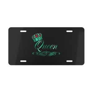 Green and Black Queen Personalized Vanity Plate, Custom Car Tag, Fun Gift - Picture 1 of 5