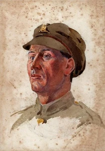 Alfred Crowdy Lovett - Small Watercolour Painting - Royal Artillery Portrait WW1 - Picture 1 of 4