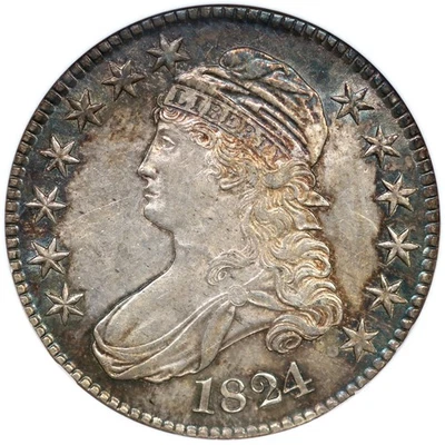 1824 O-113 R-2 NGC MS 61 Capped Bust Silver Half Dollar 50c - Image 1 of 3