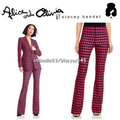 Alice + Olivia Rosa Pata de Gallo Bootcut Pantalones 8 Nuevo Con Etiquetas Foto 1 de 4
