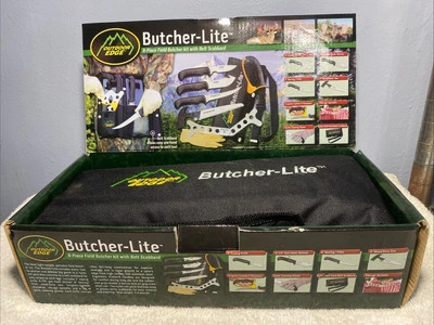 Набор для обработки игры Outdoor Edge Butcher-Lite 8 предметов с ремнем ножны нераспечатанный - Изображение 1 из 4