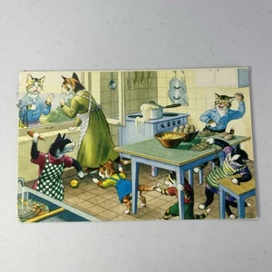 Alfred Mainzer Art Postcard Cats in a Kitchen Anthropomorphic Children Mischief! - Picture 1 of 4