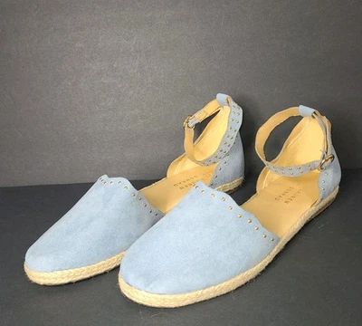 LC Lauren Conrad Espadrille Ankle Strap Flats Size 6.5M Light Blue Gold Studs - Image 1 of 4