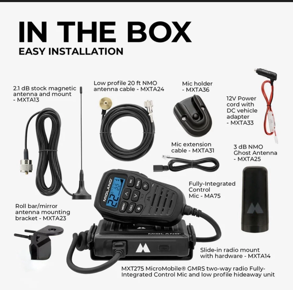 Radio walkie talkie de dos vías Midland Mtx275Vp4 negra nueva Foto 1 de 3