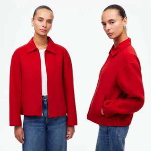 New $198  Madewell Wool Blend Double-Faced Rounded-Sleeve Jacket in Red Large - Picture 1 of 8