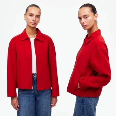 Nueva chaqueta de manga redondeada de doble cara mezcla de lana Madewell de $198 en rojo grande Foto 1 de 4
