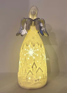Valerie Parr Hill 13" beleuchteter Porzellan glitzernder Engel NEU - Bild 1 von 11