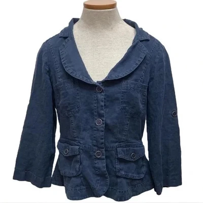 Chaqueta DKNY Vintage Y2K 100% Lino, Blazer, Azul Marino, Otoño, Mujer’s Pequeña Foto 1 de 4