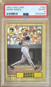 1987 O-Pee-Chee Barry Bonds Pittsburgh Pirates novato #320 PSA 6 - Imagen 1 de 2