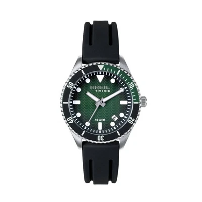 Orologio Breil Tribe Overhand EW0761 Uomo Silicone Nero Watch 39mm Verde 10atm - Immagine 1 di 4