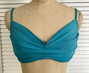 Badgley Mischka Bikini Swim Top Turquoise Blue Size 14 Gathered Underwire - Picture 1 of 12