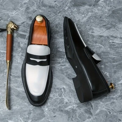 Men Trendy Business Penny Loafers Wear-resistant Slip On Semi-formal Dress Shoes - Image 1 of 4