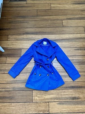 Chaqueta de lluvia vintage azul con cinturón Peacoat Foto 1 de 4