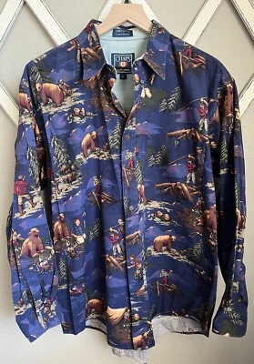 Rare! Vtg Chaps Ralph Lauren Mens XL Button Down Long Sleeve Shirt Outdoors Bear - Image 1 of 4