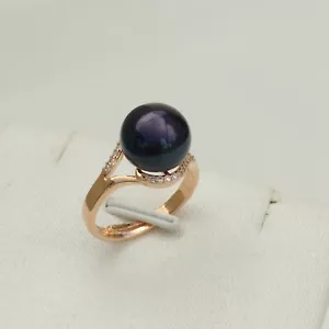 Genuine AAA 10-11mm Natural black South Sea Pearl Ring Adjustable - Picture 1 of 5