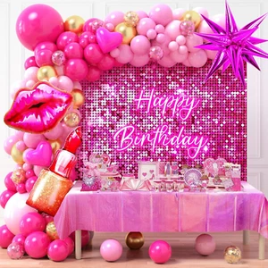Hot Pink Birthday Party Decorations for Girls Women Pink Balloon Garland Arch Ki - Picture 1 of 12