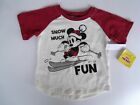 DISNEY MICKEY MOUSE TODDLER CREAM & RED T-SHIRT "SNOW MUCH FUN" 3T/NP3
