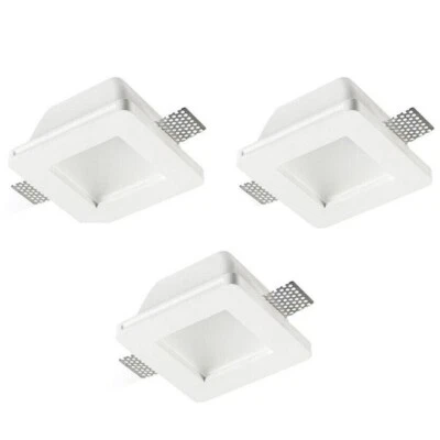 3X FARETTI GESSO CERAMICO A SCOMPARSA CON VETRO PER CARTONGESSO LED GU10 MOLLA - Immagine 1 di 3