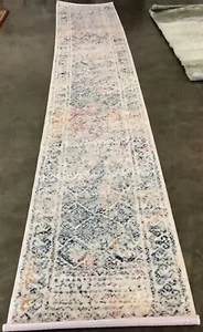 IVORY / DK BLUE 2'-0" x 13'-0" Flaw in Rug, Reduced Price 1172671575 TUL264D-213 - Picture 1 of 4