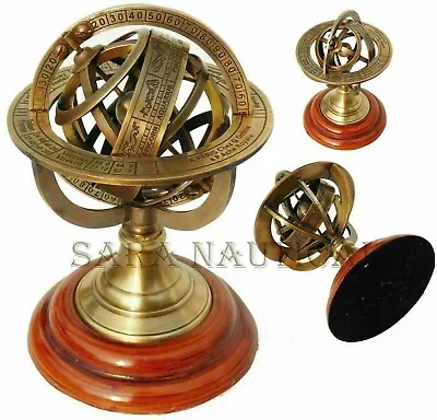 8  Inch Designer Brass Armillary Desk Top Decorative Globe Sphere Astrolabe Gift • 84.52$
