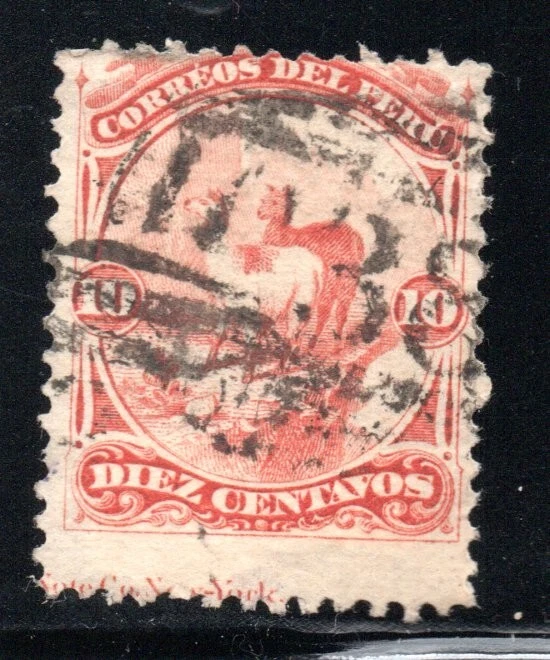 PERÚ, LLAMA, MATASELLOS BRITÁNICOS EN PERÚ, PERFORACIÓN DESPLAZADA, ERROR (NE19) Foto 1 de 1