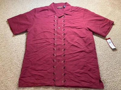 NEW Viva Tropical Mens Size M Button Up Shirt Hawaiian Short Sleeve Red Rayon - Image 1 of 4