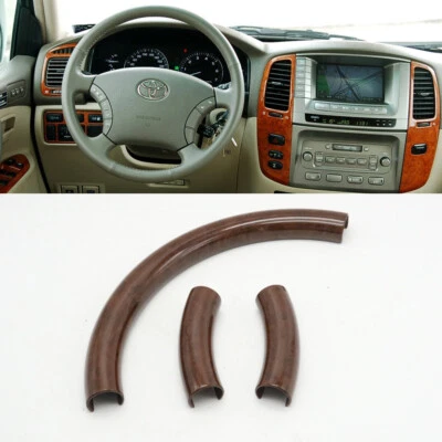 3 peças tampa de volante interior grão de madeira para Toyota Land Cruiser LC100 - Imagem 1 de 4