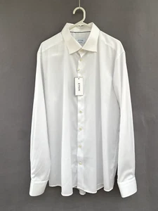 🔹 Mens Eton Contemporary 100% Cotton Long Sleeve Shirt Solid White Size XXL 46 - Picture 1 of 8